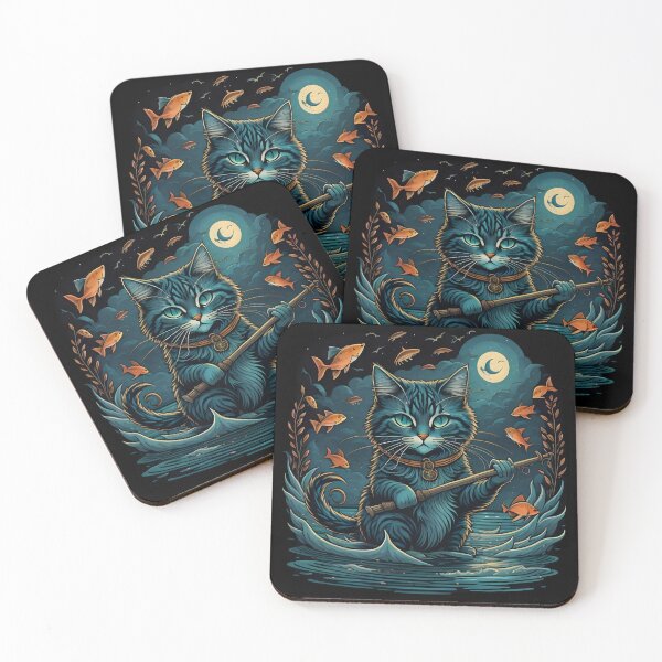 Item preview, Cat Fishing Under Moonshine designed and sold by FunShuiGB.
