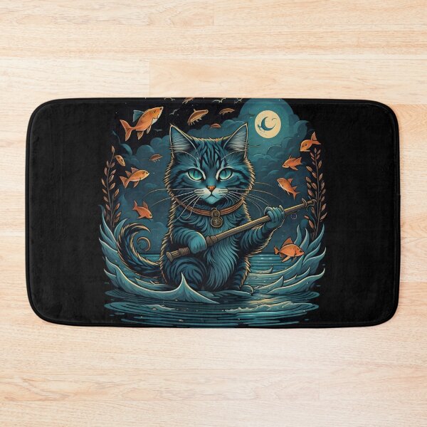 Item preview, Cat Fishing Under Moonshine designed and sold by FunShuiGB.