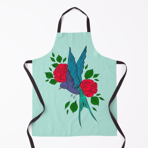 Item preview, Blue Swallow with Red Flowers - Bird Art designed and sold by TheEndlessStore.
