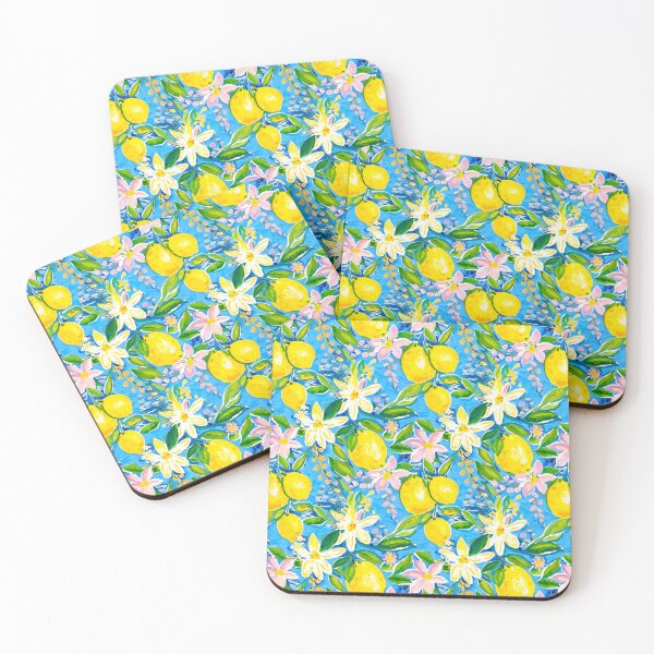 Item preview, Limones de muy buen gusto y flor de limón sobre turquesa designed and sold by SophieClimaArt.
