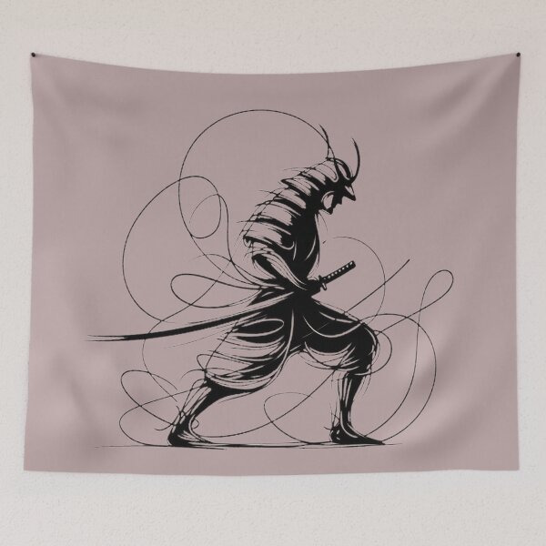 Item preview, Samurai in dynamic stance, surrounded by abstract lines designed and sold by ArtComixHaven.