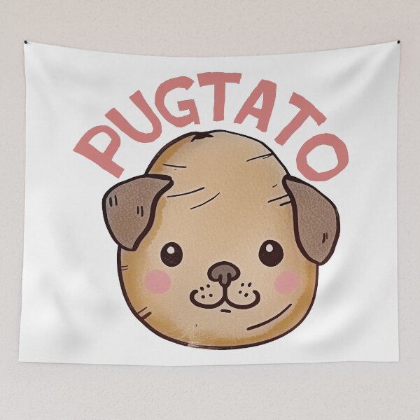 Item preview, Pugtato, Pug Potato, Cute Puppy Kawaii retro Vintage designed and sold by PrintShangri-La.