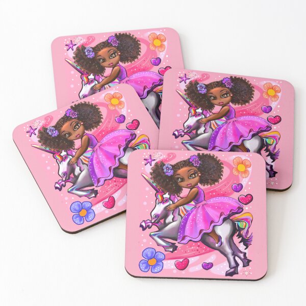 Item preview, Curly hair Princess Fantasy unicorn pony - black girl with curly afro hair on a horse. Black princess designed and sold by Artonmytee.