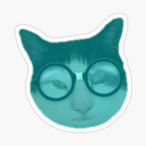 Item preview, Funny Cute Geeky Hipster Cyan Cat Wearing Glasses Sticker designed and sold by kubast1an.