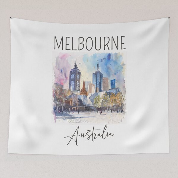 Item preview, Watercolor Design of Melbourne - Australia designed and sold by Sketch-Shack.
