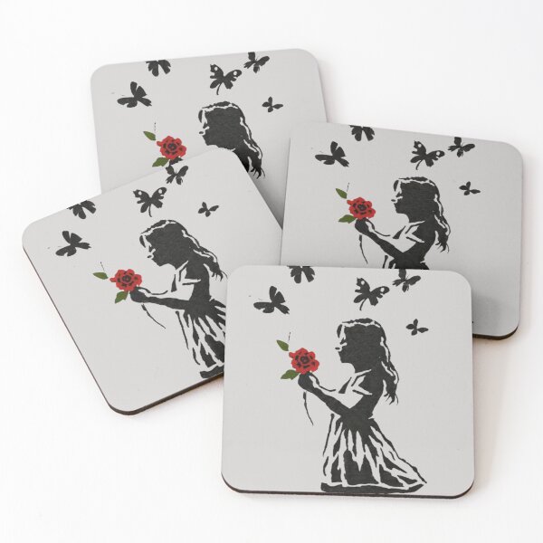 Item preview, A silhouette of a girl with a flower in her hand and flying butterflies designed and sold by 123ks.