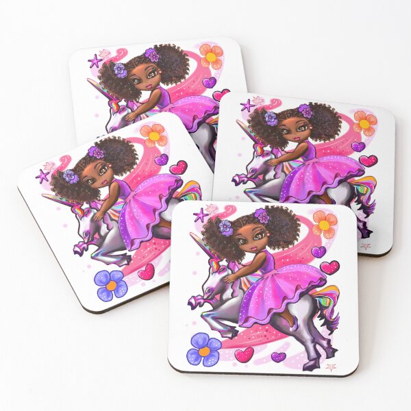 Item preview, Curly hair afro Princess Fantasy unicorn pony - black girl with curly afro hair on a horse. Black princess designed and sold by Artonmytee.