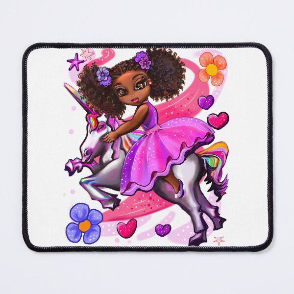 Item preview, Curly hair afro Princess Fantasy unicorn pony - black girl with curly afro hair on a horse. Black princess designed and sold by Artonmytee.