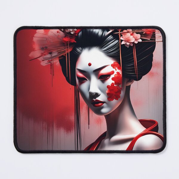 Item preview, Modern Red fantasy geisha portrait splashart, japanese traditional hairstyle, designed and sold by Coolparrotgirl.