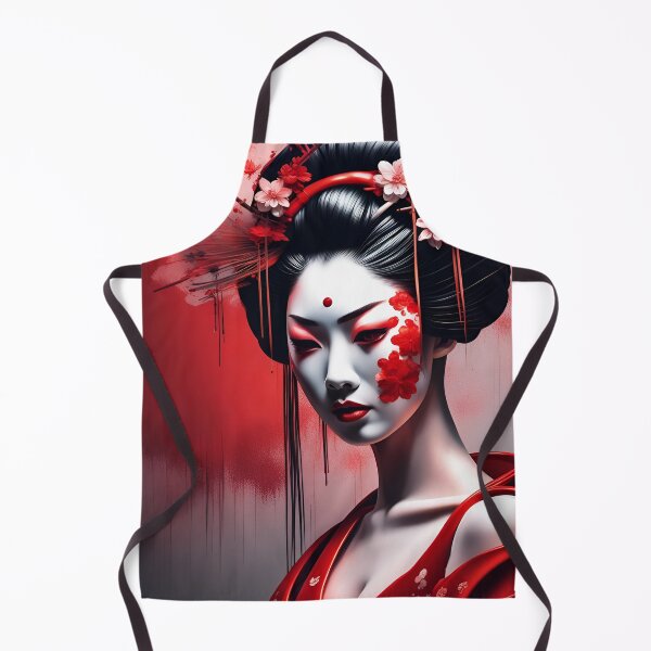 Item preview, Modern Red fantasy geisha portrait splashart, japanese traditional hairstyle, designed and sold by Coolparrotgirl.
