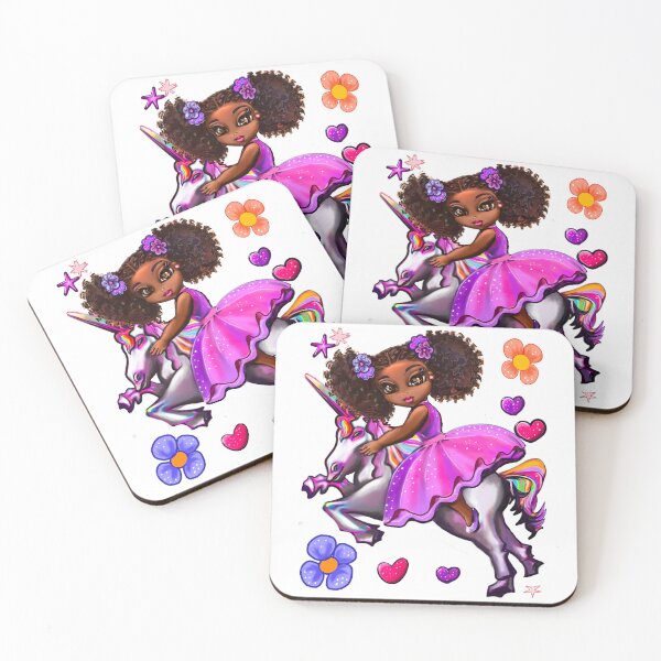Item preview, Curly hair afro Princess magical Fantasy unicorn pony - black girl with curly afro hair on a horse. Black princess designed and sold by Artonmytee.