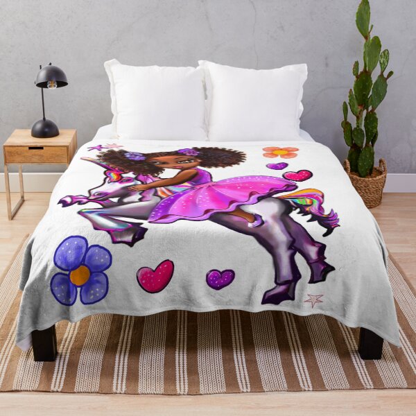 Item preview, Curly hair afro Princess magical Fantasy unicorn pony - black girl with curly afro hair on a horse. Black princess designed and sold by Artonmytee.