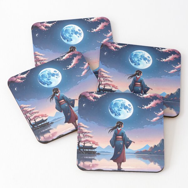 Item preview, A Japanese girl on the moon with a lake designed and sold by ARTofBito.