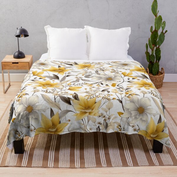 Item preview, white and yellow botanical pattern designed and sold by photosmatic.