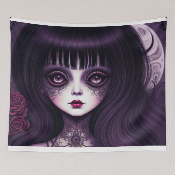 Item preview, Gothic Creepy Doll With Roses designed and sold by TheDarkWardrobe.