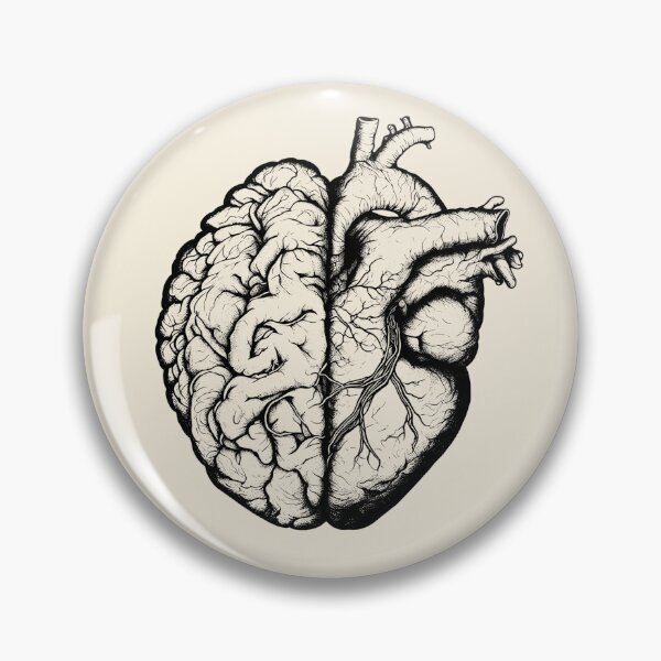 Item preview, Half brain half heart, brain or heart and feeling, human heart and brain in black designed and sold by Collagedream.