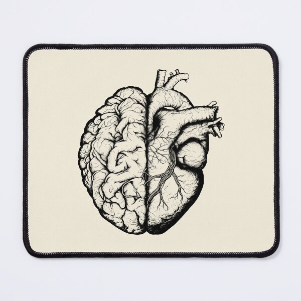 Item preview, Half brain half heart, brain or heart and feeling, human heart and brain in black designed and sold by Collagedream.