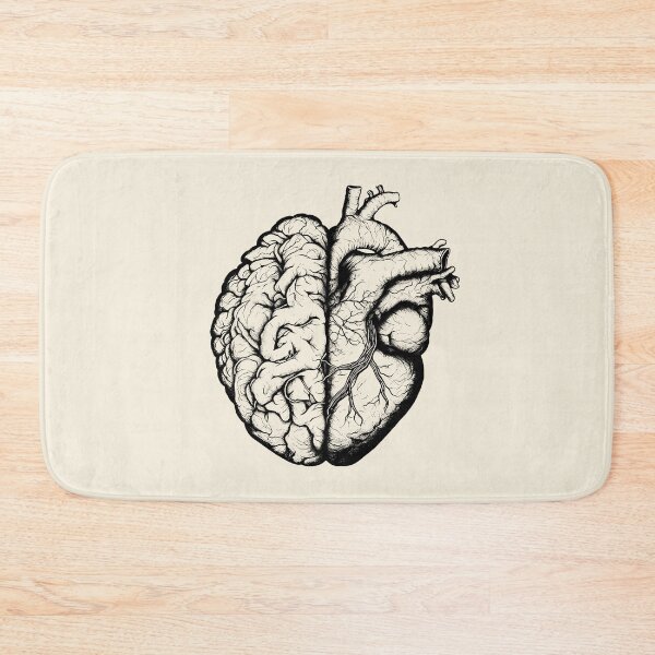 Item preview, Half brain half heart, brain or heart and feeling, human heart and brain in black designed and sold by Collagedream.