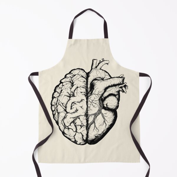 Item preview, Half brain half heart, brain or heart and feeling, human heart and brain in black designed and sold by Collagedream.