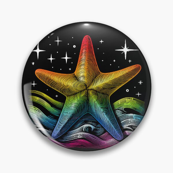 Artikelvorschau, Regenbogen-Kratzzeichnungskunst – Seestern entworfen und verkauft von digital.stickerperso.com.