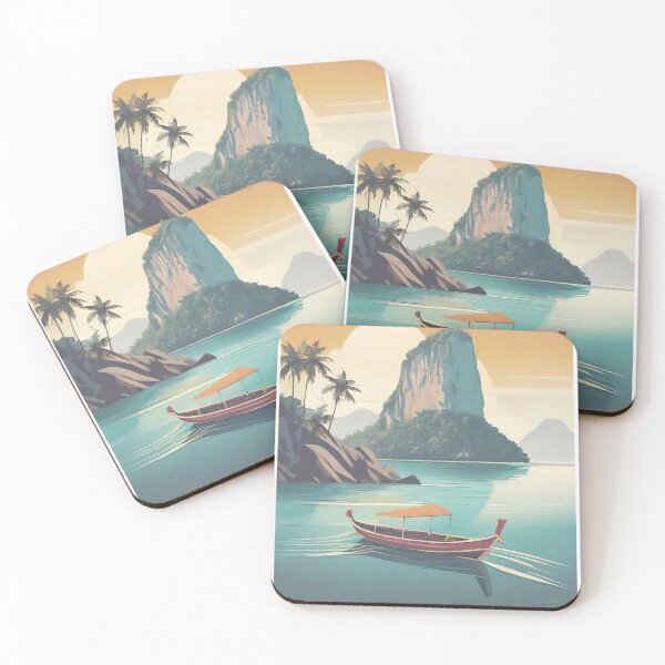 Item preview, Minimal Vintage Retro Phuket Sunset - Stylized Thailand Travel Poster designed and sold by pod24.