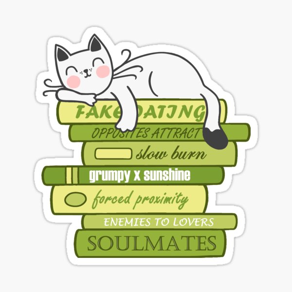 Item preview, Green Romance Tropes as Pile of Books and Cat designed and sold by CorLeoniss.