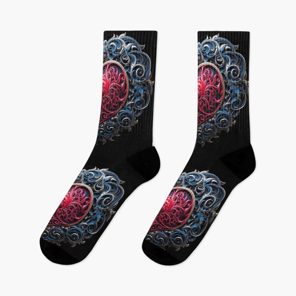 Aperçu de l'œuvre Élégance gothique : Coeur complexe - Rose et bleu gothiques - Saint Valentin créée et vendue par DarkDesign69.