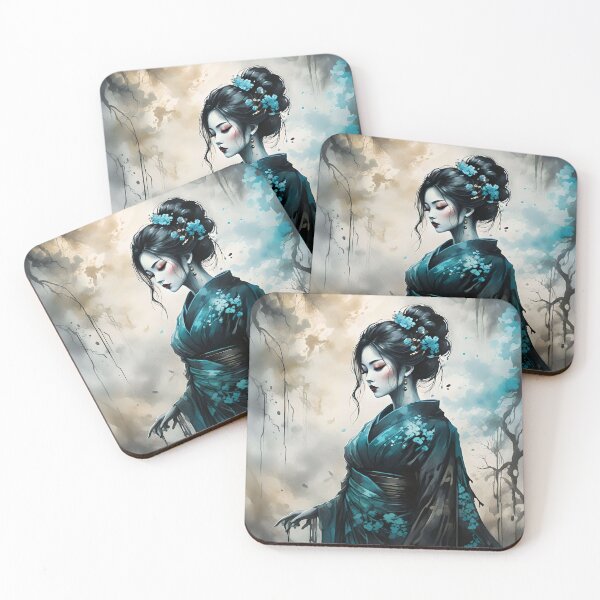Item preview, Japanese Geisha Girl Alcohol Ink Art designed and sold by souleye.