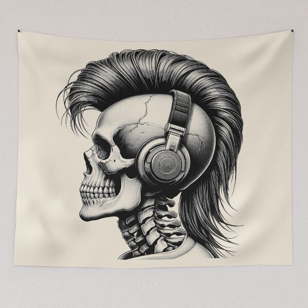 Item preview, Skull wearing Headphones #27 designed and sold by elektronen.