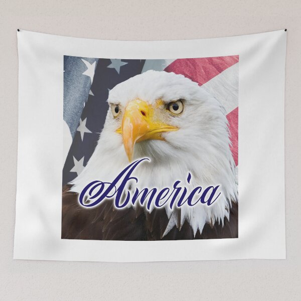 Item preview, "AMERICA" with an American Bald Eagle and an American Flag Background designed and sold by AmericaFreedom.