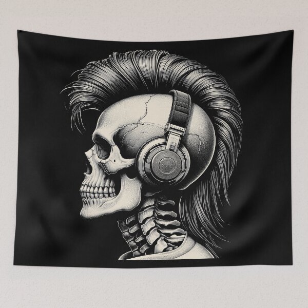 Item preview, Skull wearing Headphones #27 [Black] designed and sold by elektronen.