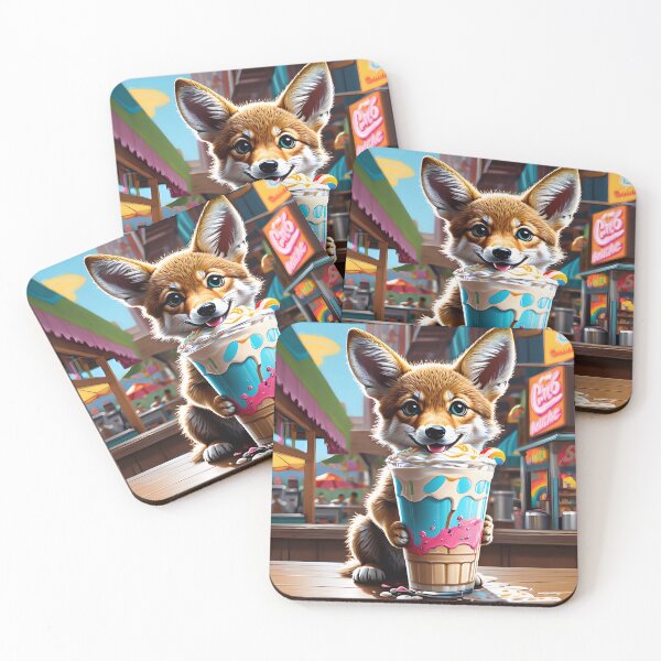 Item preview, Lovely Baby Coyote With A Milkshake designed and sold by TheArtOfPat.