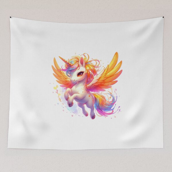 Item preview, Orange Flying Rainbow Unicorn V1 designed and sold by CHIBI_POPZ.