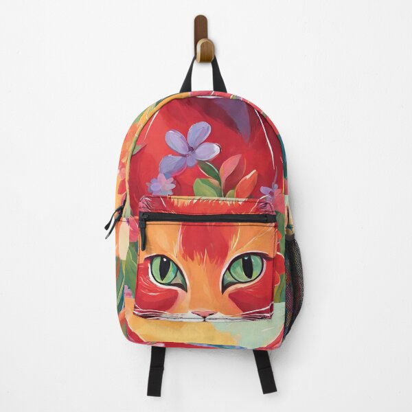Item preview, beautiful red cat in colourful flowers designed and sold by Vilemo.