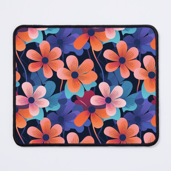 Item preview, Retro Flower Pattern - Pinkie Pink with Purple/Blue designed and sold by fabinthelab.