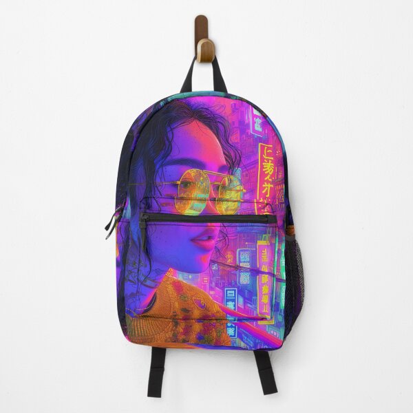 Item preview, Hyper Detailed Girl with Glasses in Asian-Inspired Street Scene designed and sold by FuturistFlowArt.