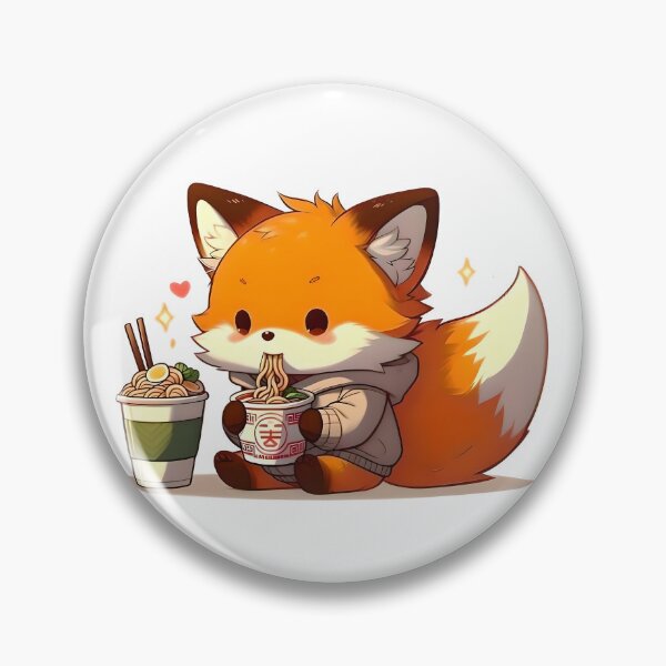 Item preview, Kawaii Fox eating Ramen designed and sold by PecDesign.