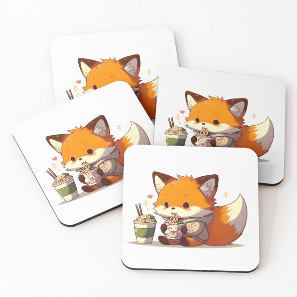 Item preview, Kawaii Fox eating Ramen designed and sold by PecDesign.