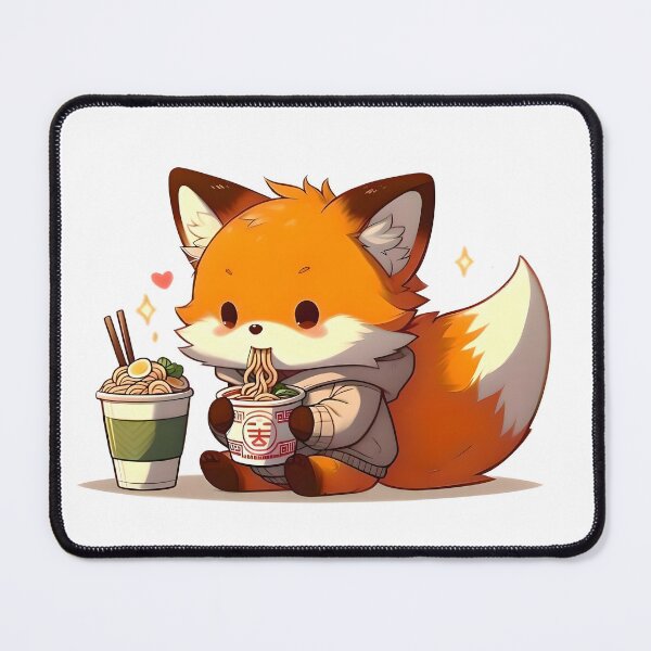 Item preview, Kawaii Fox eating Ramen designed and sold by PecDesign.