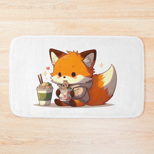 Item preview, Kawaii Fox eating Ramen designed and sold by PecDesign.