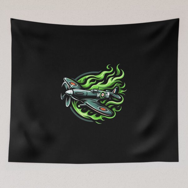 Item preview, Spitfire with green flames designed and sold by BeztProductz.