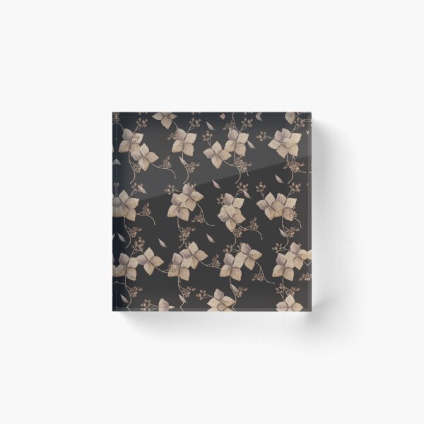 Dark hydrangea pattern Acrylic Block
