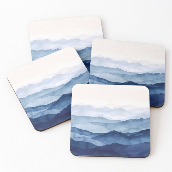 Item preview, Blue Misty Mountains Watercolor Indigo designed and sold by trajeado14.