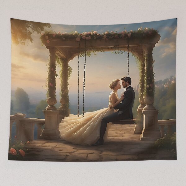Item preview, Baroque swing love couple at sunset AI generated  designed and sold by Khala.