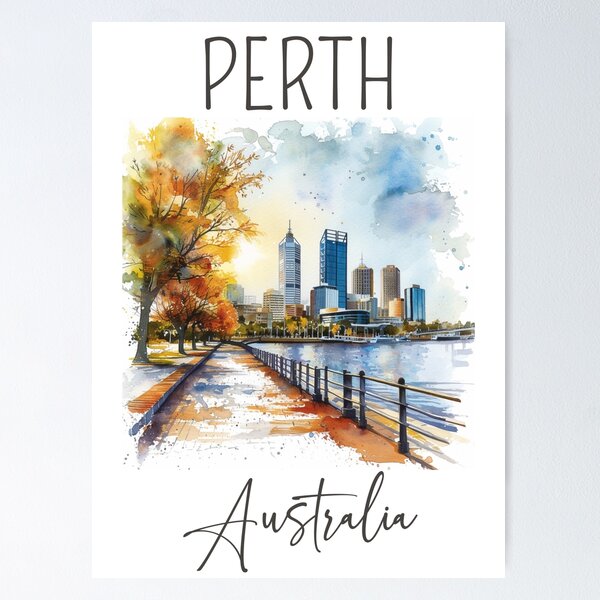 Item preview, Watercolor Design of Perth - Australia designed and sold by Sketch-Shack.