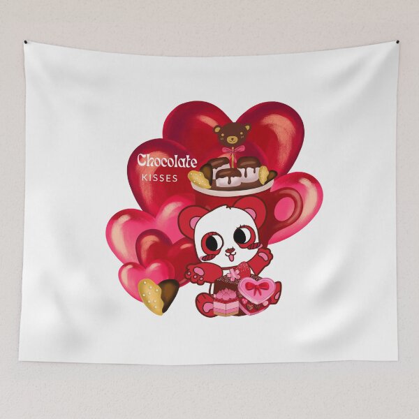 Item preview, Vibrant Pink & Red hearts Panda Love chocolate kisses  designed and sold by wildwhimsical.