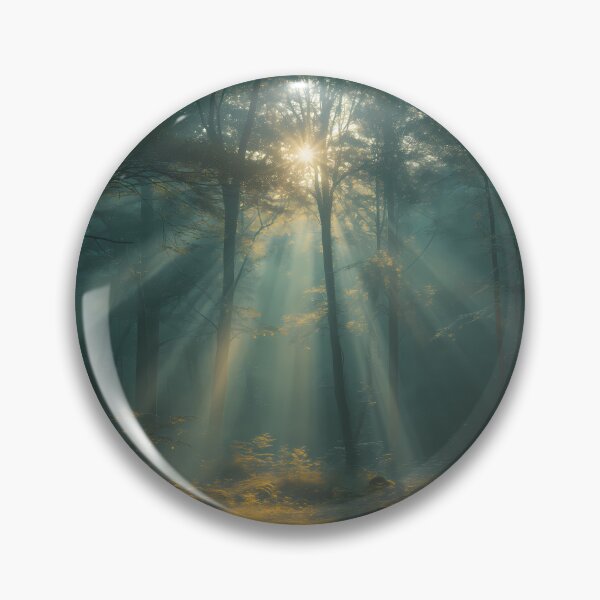 Item preview, A sun rays shines through the trees in a forest designed and sold by EcoMinimalArt.