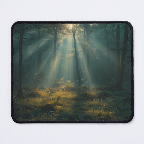 Item preview, A sun rays shines through the trees in a forest designed and sold by EcoMinimalArt.