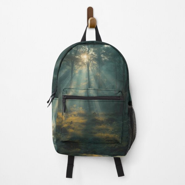 Item preview, A sun rays shines through the trees in a forest designed and sold by EcoMinimalArt.