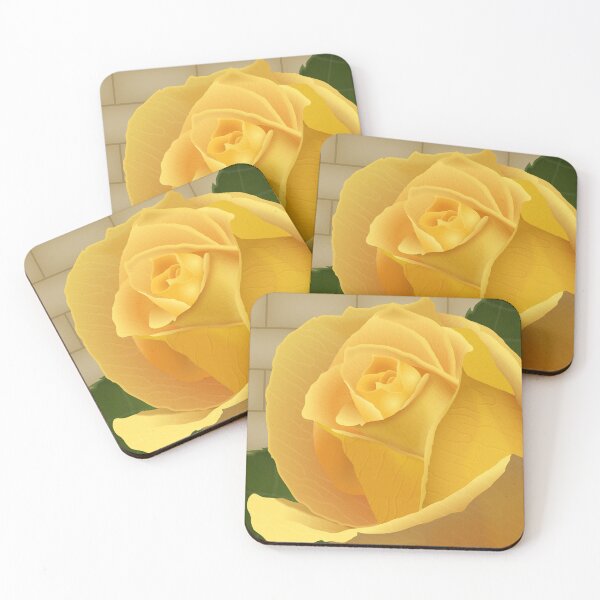 Item preview, Yellow Rose Closeup with Rustic Brick Background // Digital Art designed and sold by Elsy's Art.